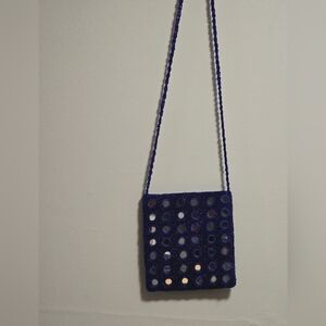 Elegant Blue Crochet Shoulder Bag